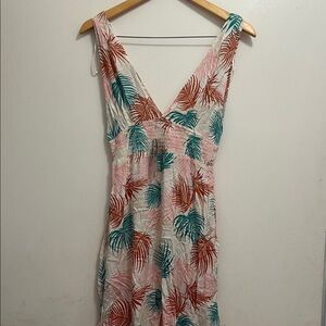 Roxy Tropical Leaf Print Midi Dress